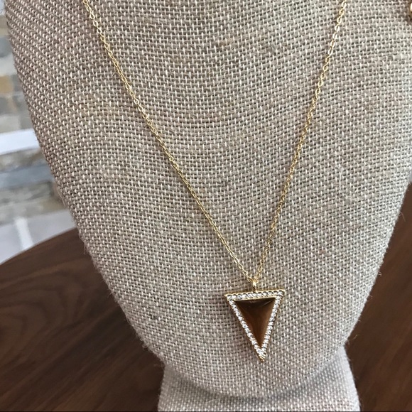 Pavé Triangle Long Pendant Necklace - Picture 2 of 4